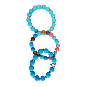 Unbranded Set of 3 Beaded Bracelets Boho‎ Beach Stretch Western Coastal Cowgirl